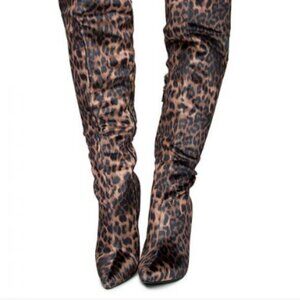 DEDICATE OVER THE KNEE BOOTS / CRUSH VELVET / LEOPARD